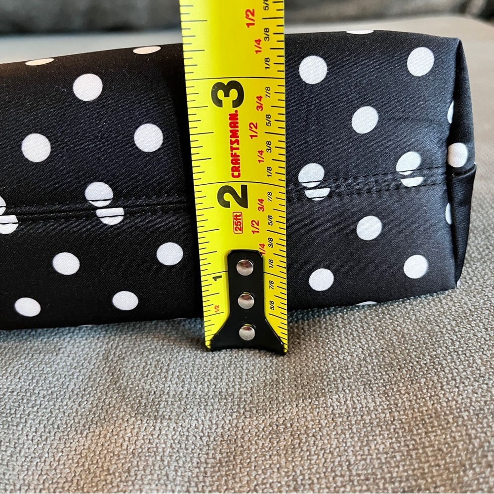 St John Black White Polka Dot Shoulder Bag with Red Leather Trim - Picture 6 of 11